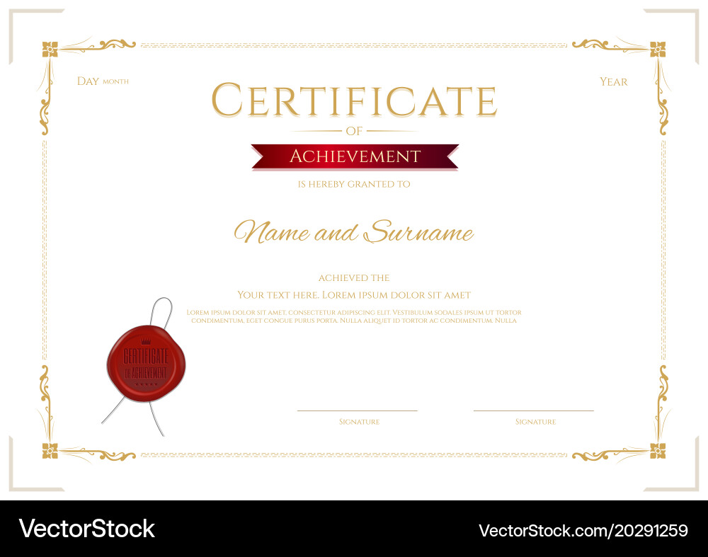 Luxury certificate template with elegant border vector image