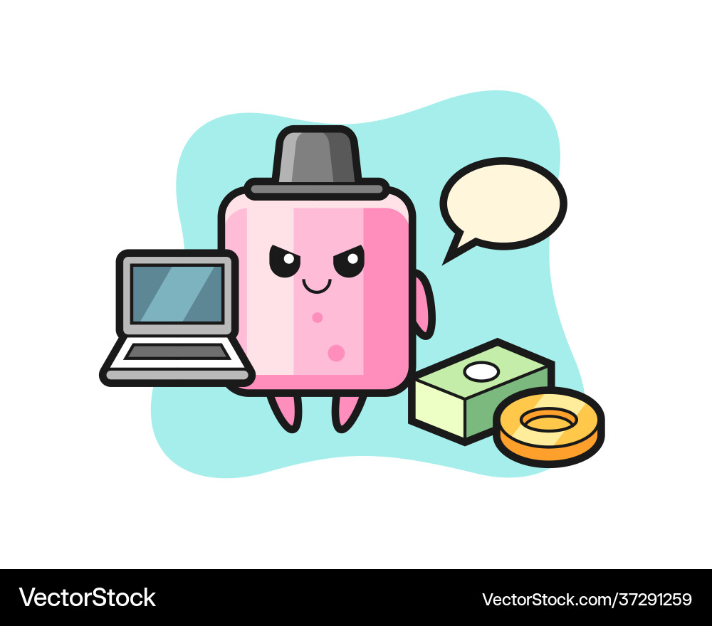 Mascot marshmallow as a hacker Mascot marshmallow as a hacker vector image