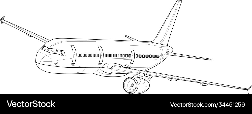 Modern classic airplane realistic sketch template vector image