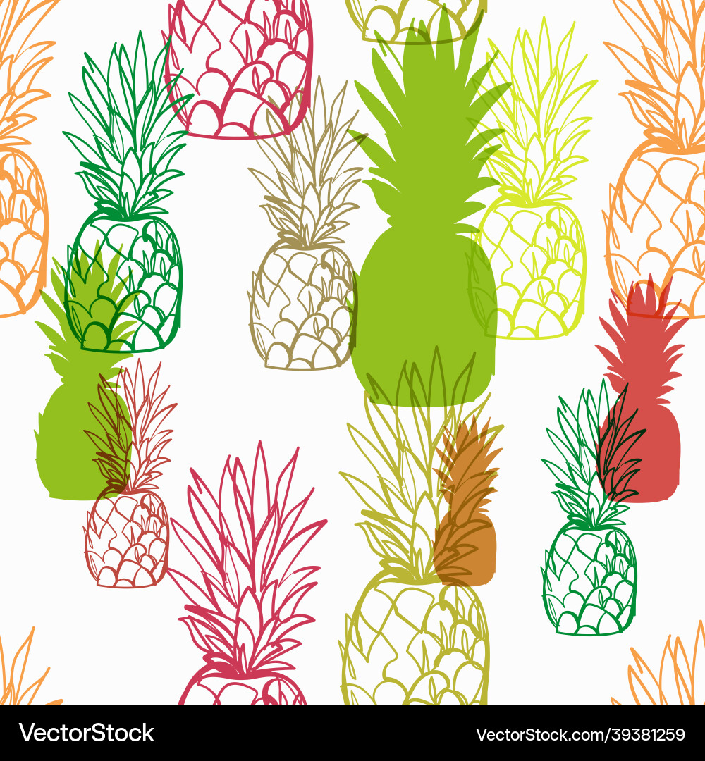 Pineapple juicy fruit seamless bright pattern Pineapple juicy fruit seamless bright pattern vector image