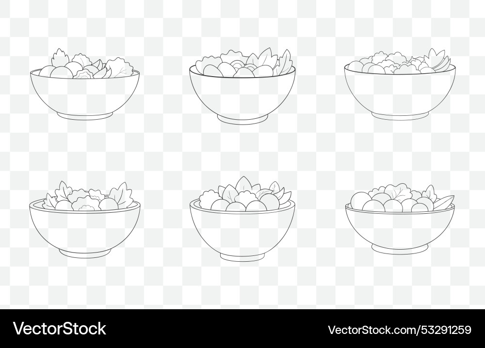 Print cobb salad line art set with detailed Vector Image