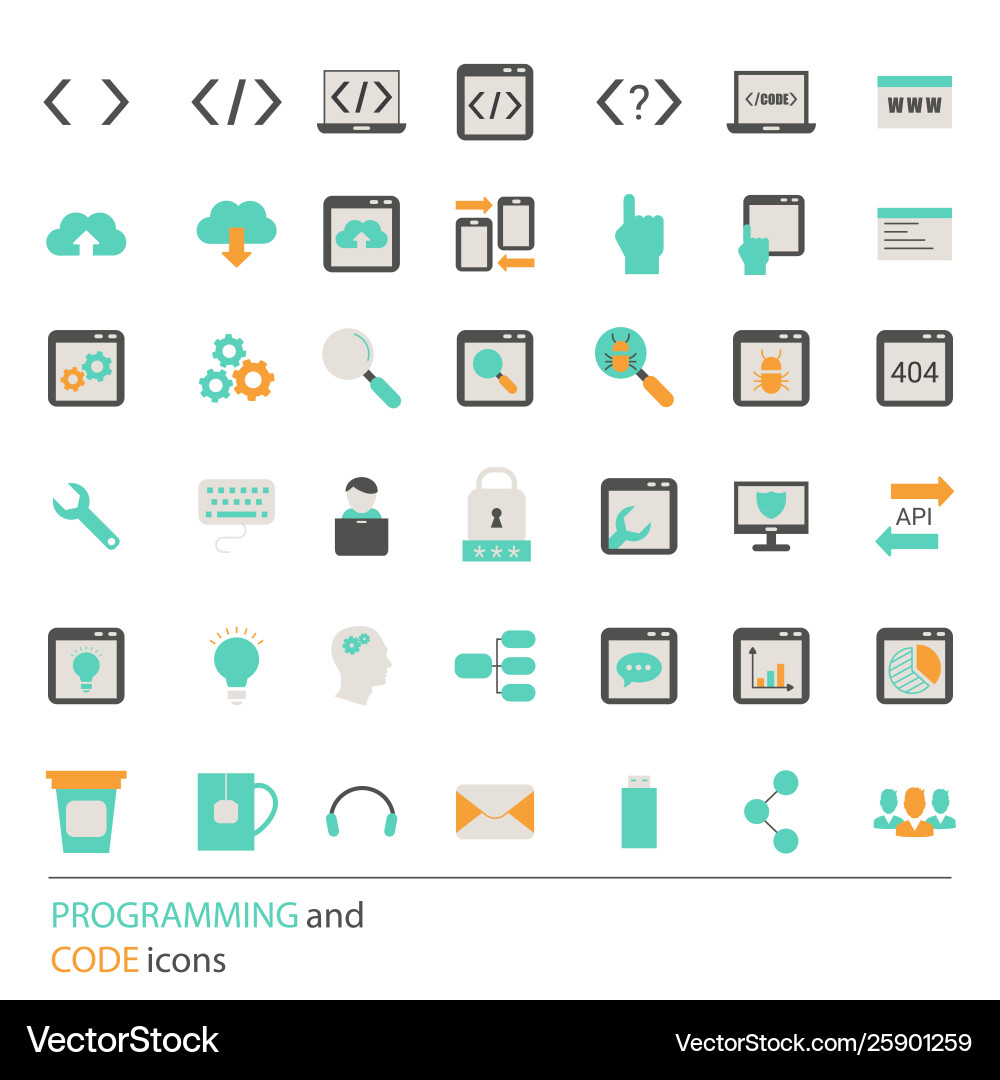 Programming icon set Programming icon set vector image