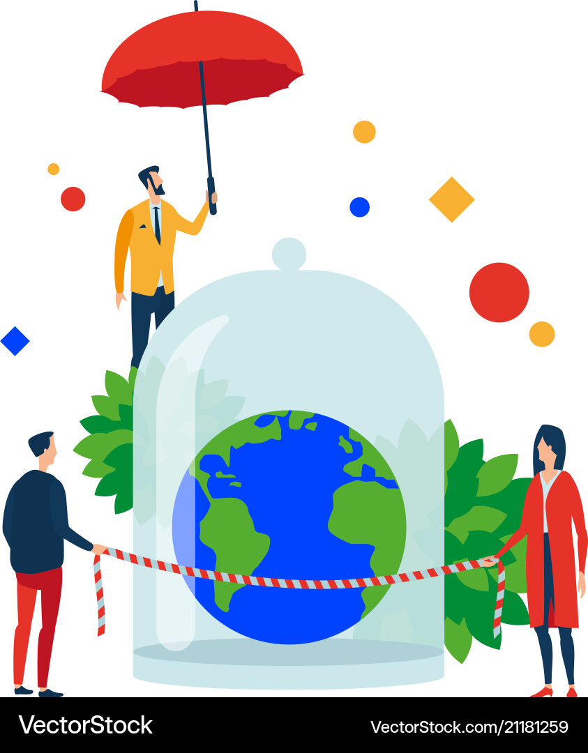 Safe earth people preserve and protect the globe Safe earth people preserve and protect the globe vector image