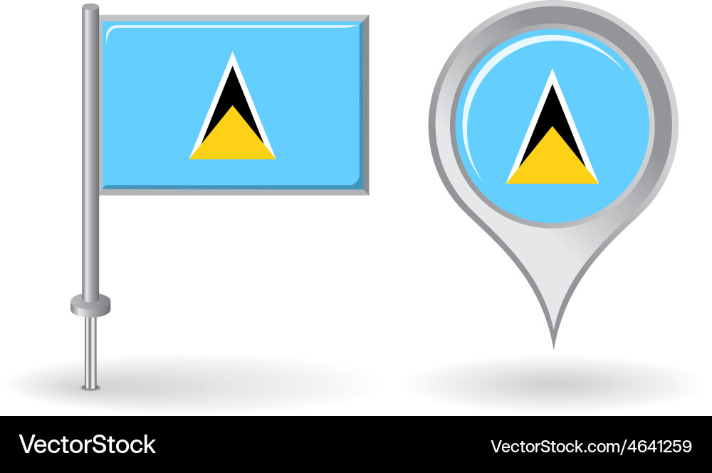 Saint Lucia Location Pin & Flag Icon Vector Image