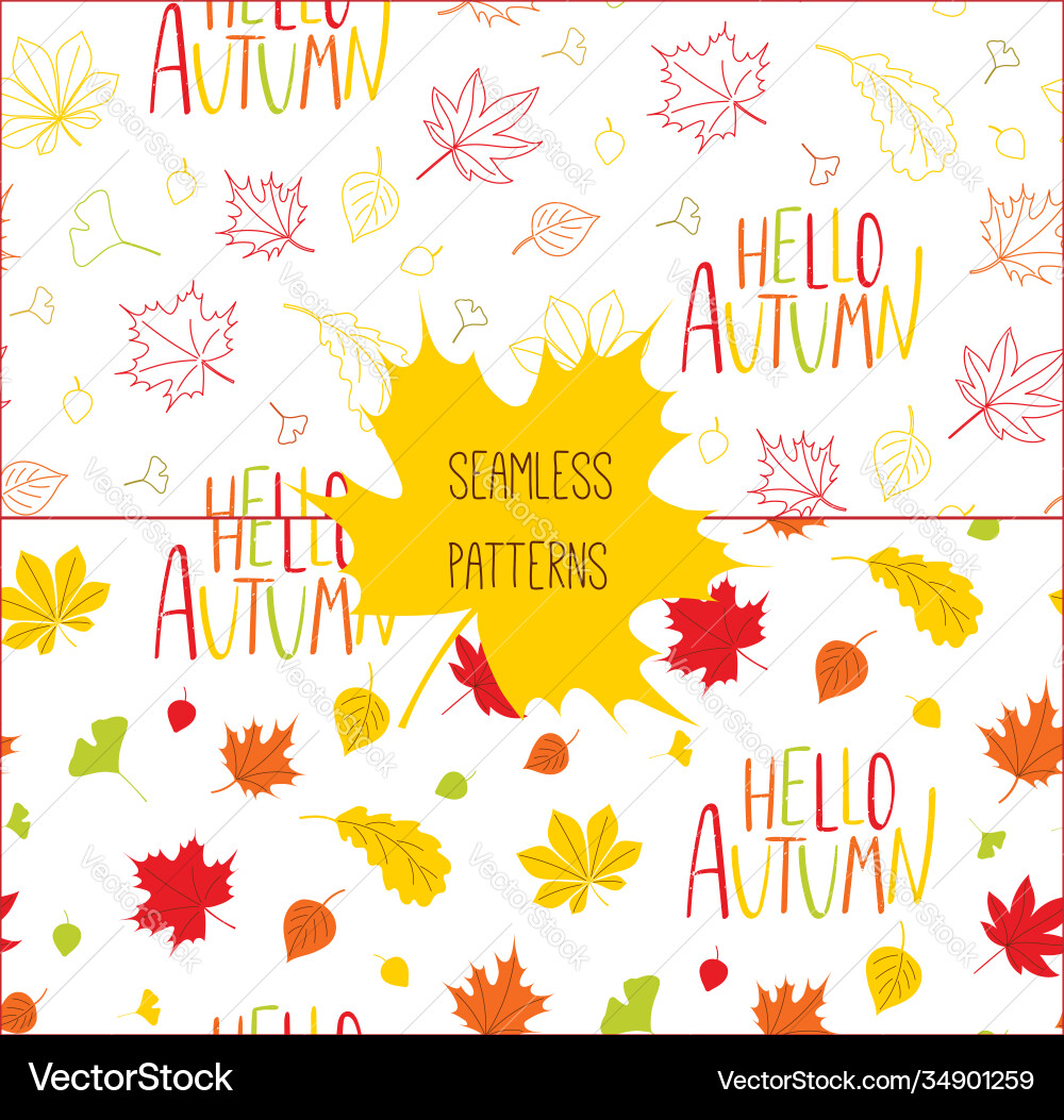Set autumn patterns Set autumn patterns Vector Image
