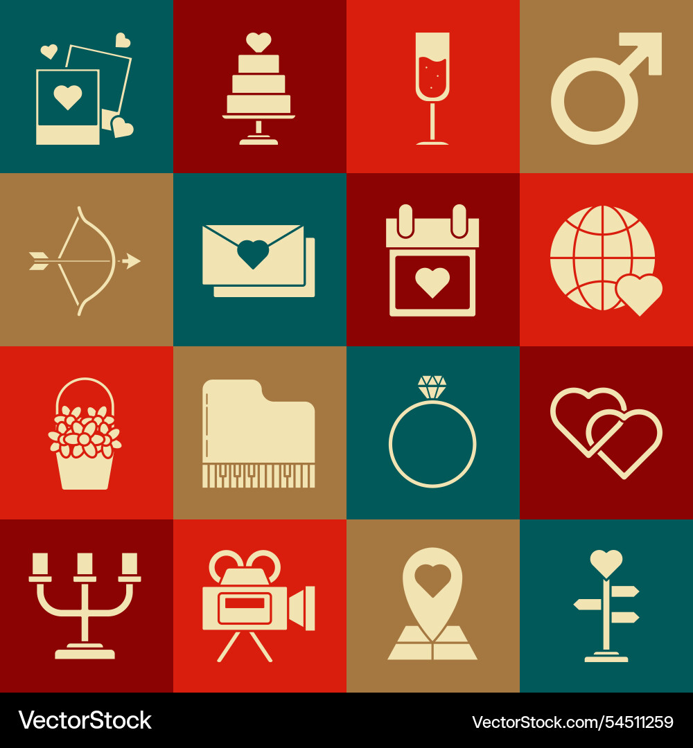 Set signpost with heart two linked hearts Set signpost with heart two linked hearts vector image