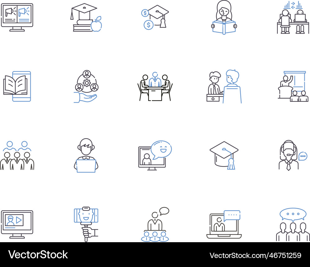 Teaching outline icons collection tutor instruct Teaching outline icons collection tutor instruct vector image