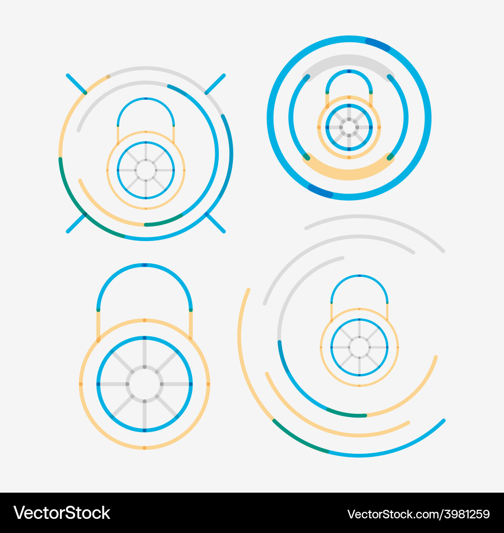 Thin line neat design logo set lock concepts vector image