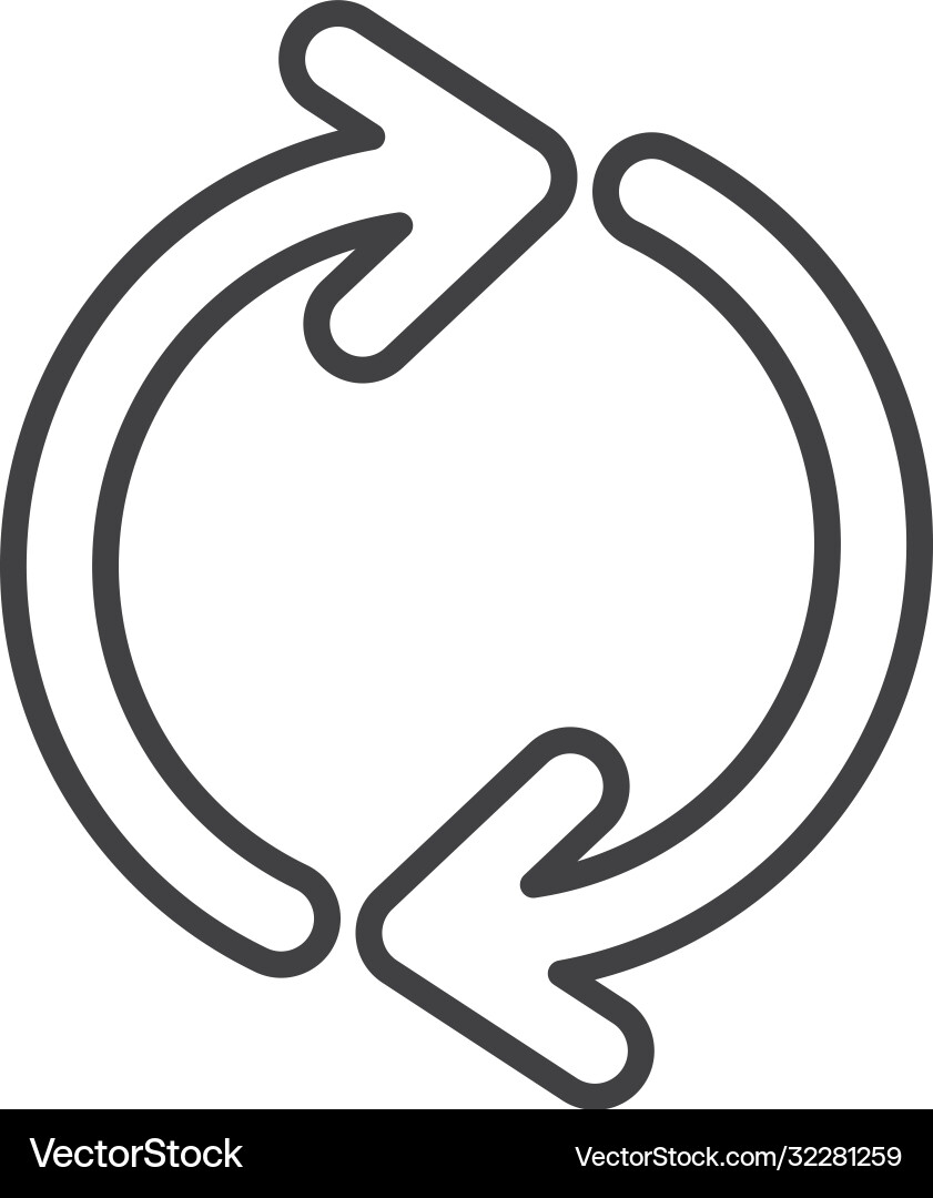 Two arrows in circle shape line style vector image