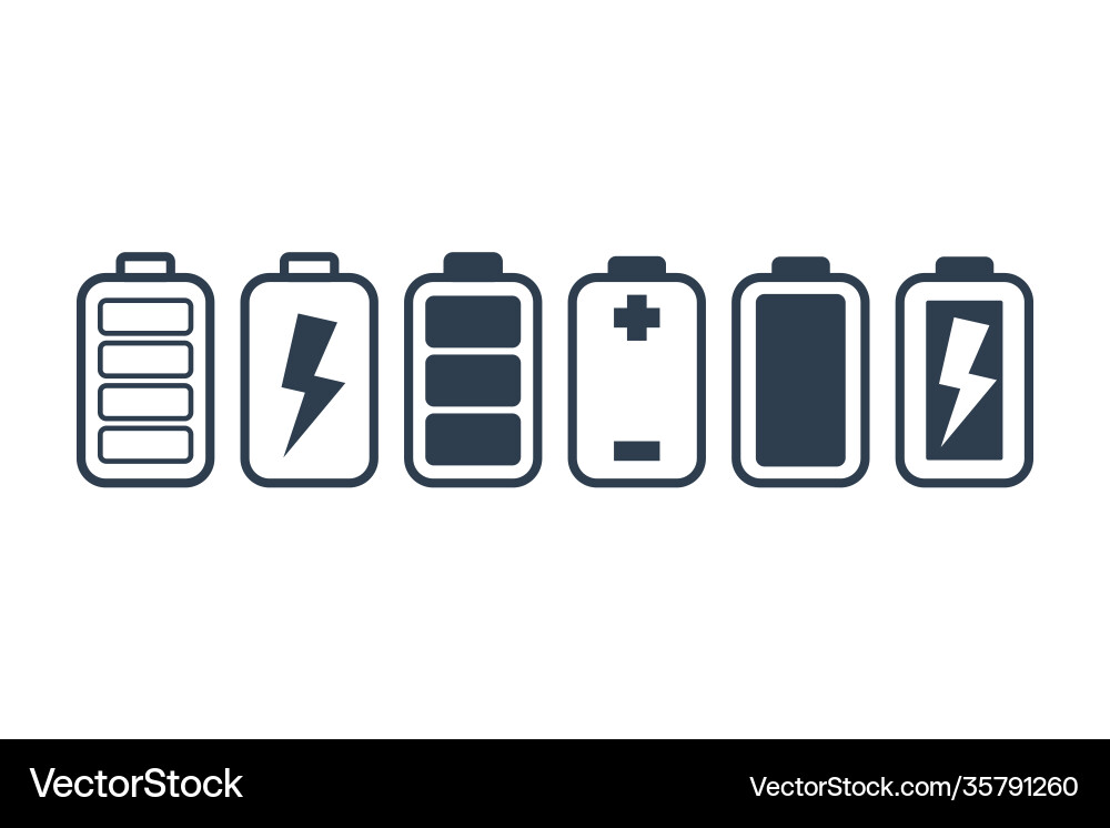 Battery simple icon set flat style element Battery simple icon set flat style element vector image