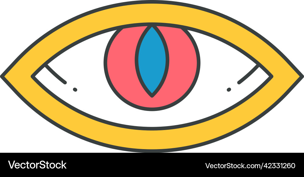 Comic animal eye vertical eyeball red lens Comic animal eye vertical eyeball red lens vector image