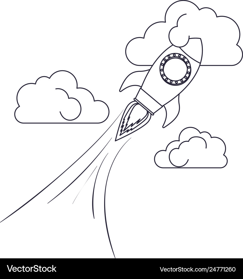 Flying rocket isolated icon Royalty Free Vector Image