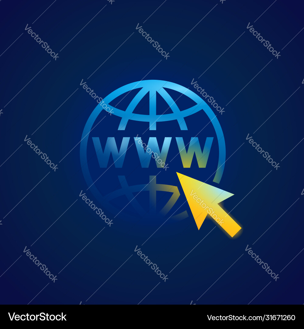 Globe with cursor and www inside vector image