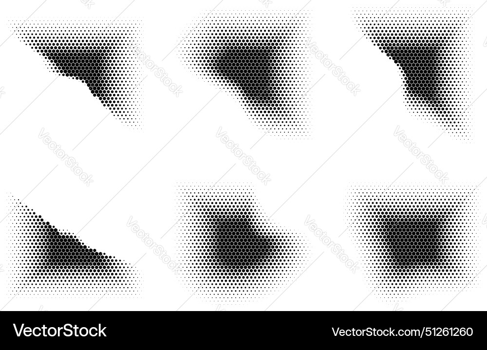 Halftone hexagon pattern reprographic technique Vector Image