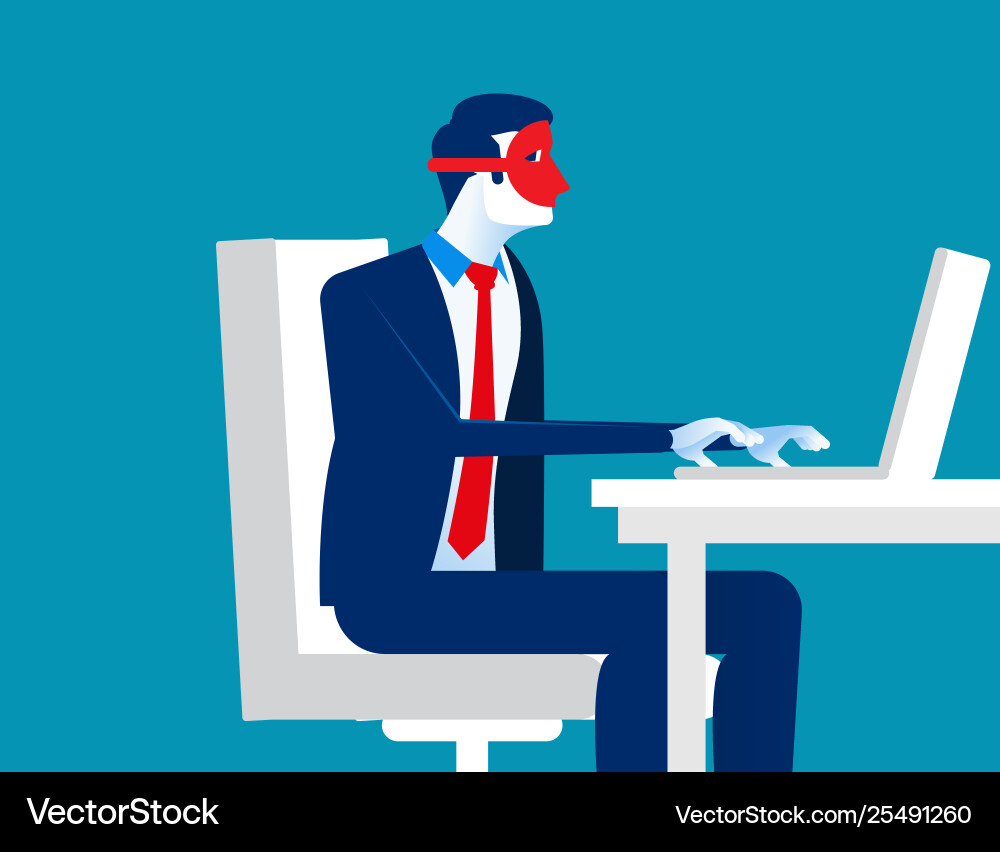 Man Using Computer - Cyber Risk vector image