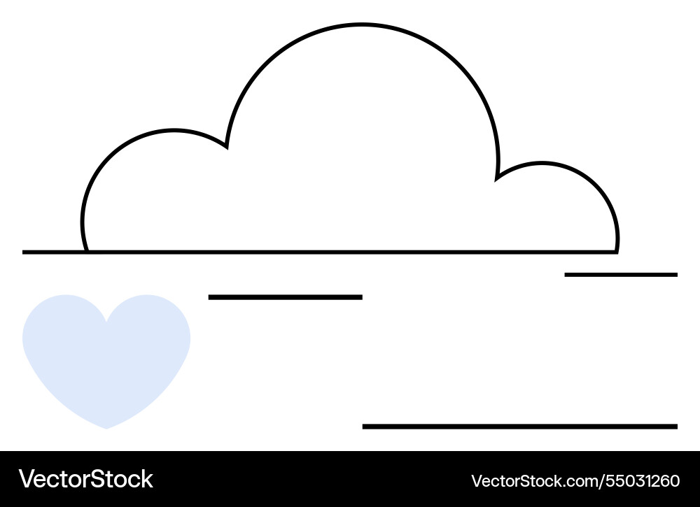 Minimalistic cloud and heart design with clean Minimalistic cloud and heart design with clean vector image