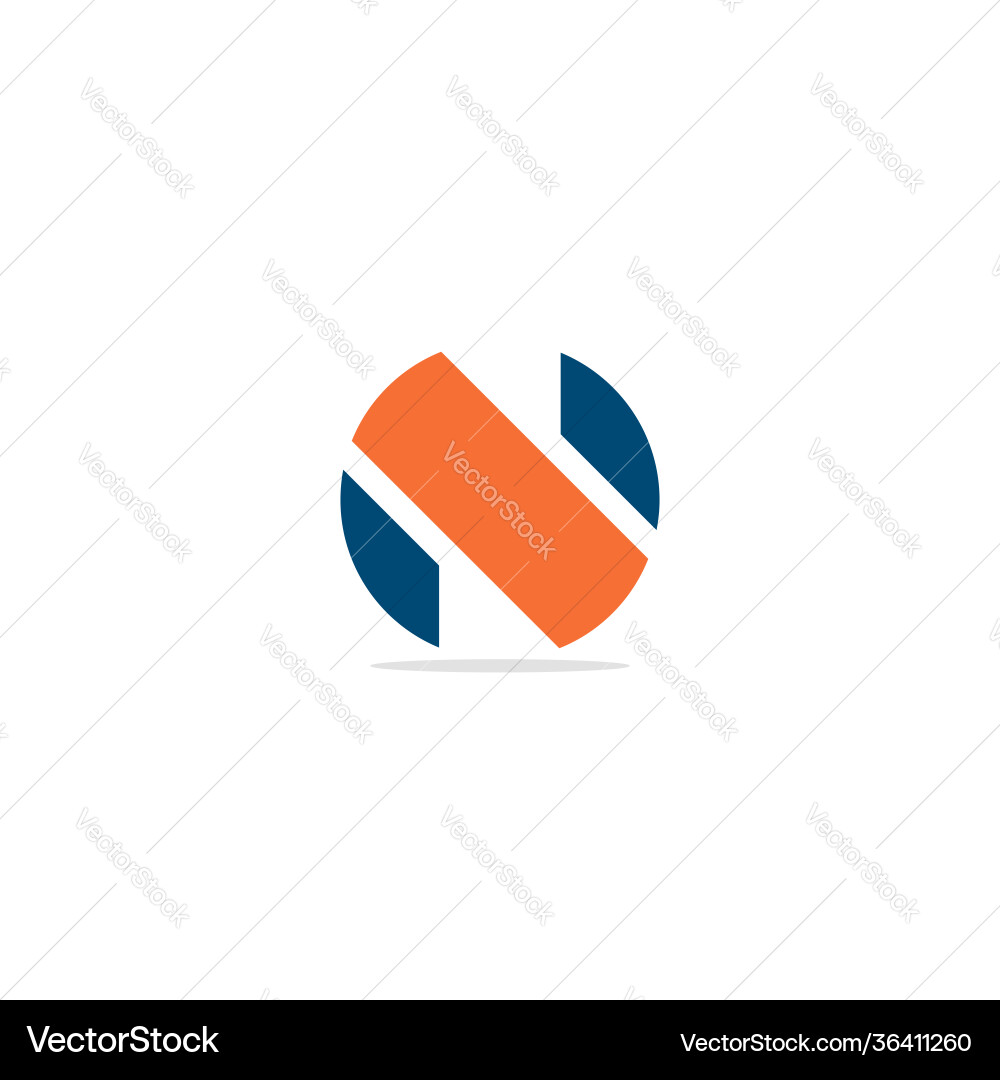 N Initial Logo - Rounded Shape Vector Image