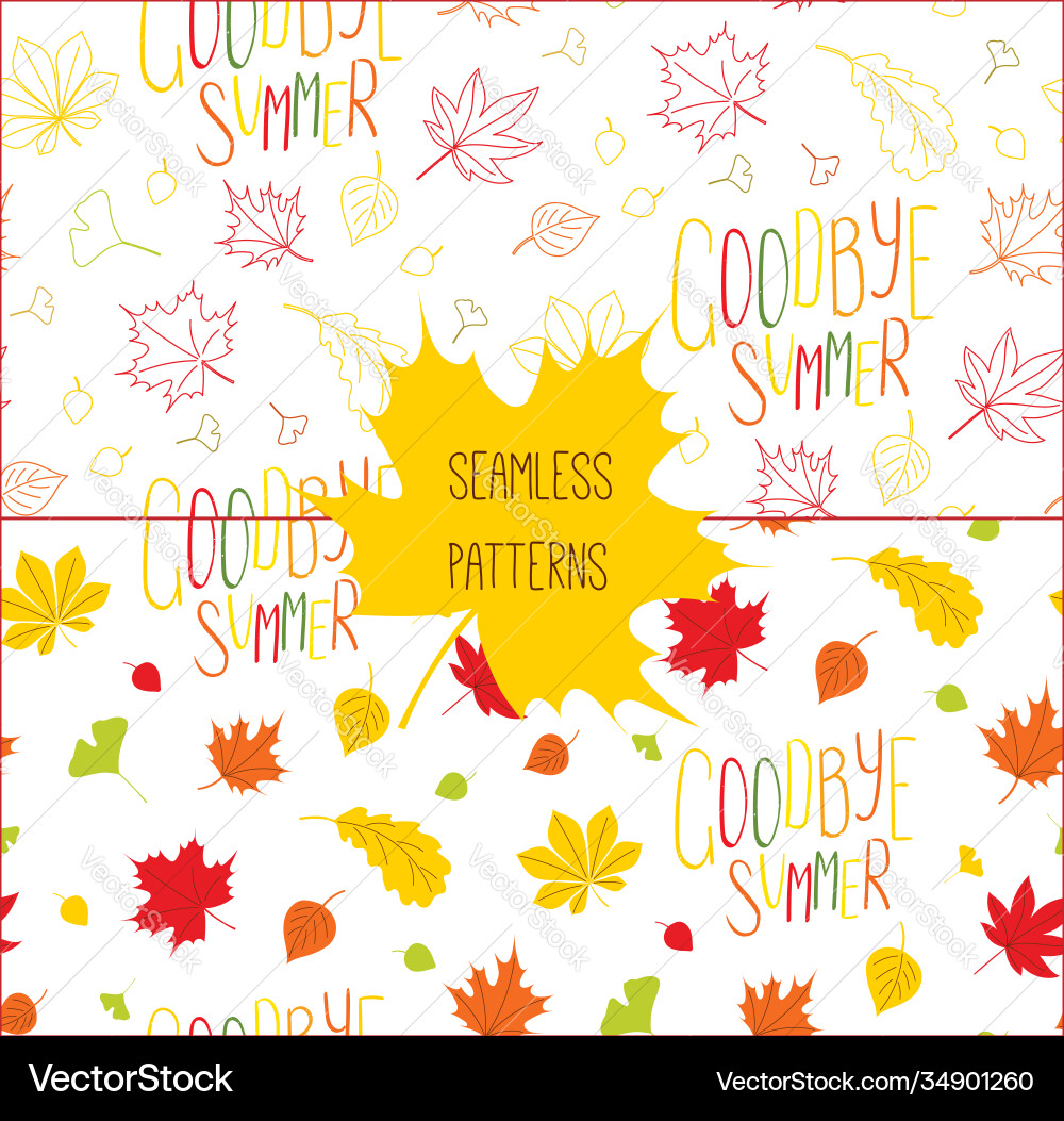Set autumn patterns Set autumn patterns Vector Image