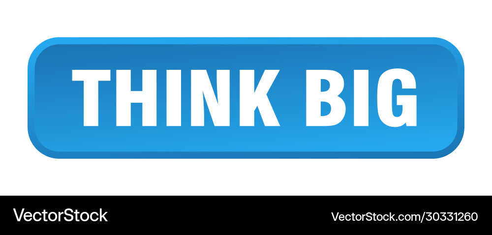 Think big button square 3d push vector image