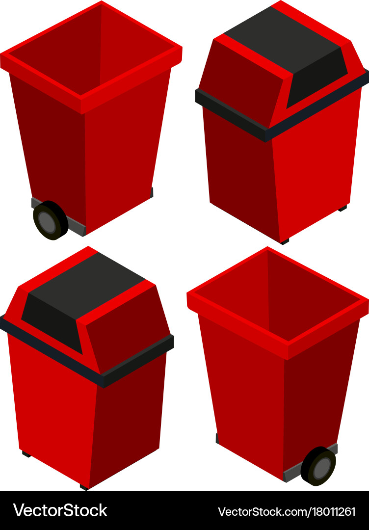 3d design for trashcan in red color vector image