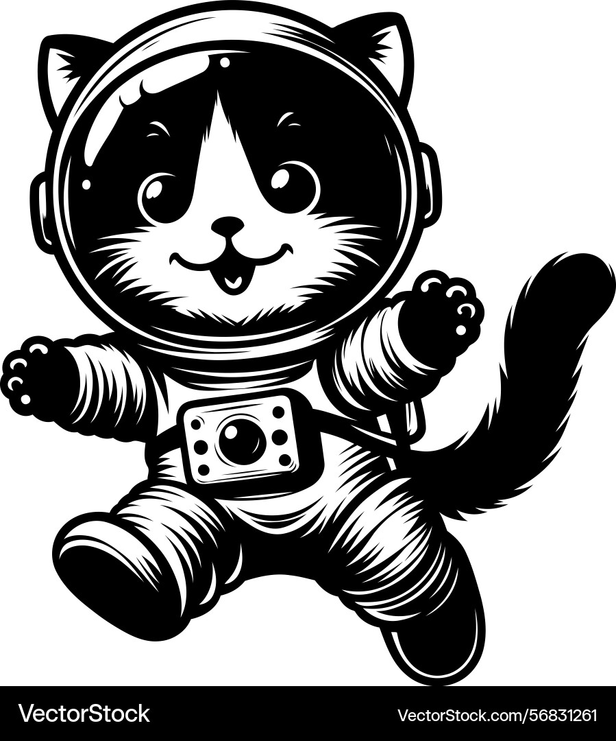 Astronaut cat floating in space Vector Image
