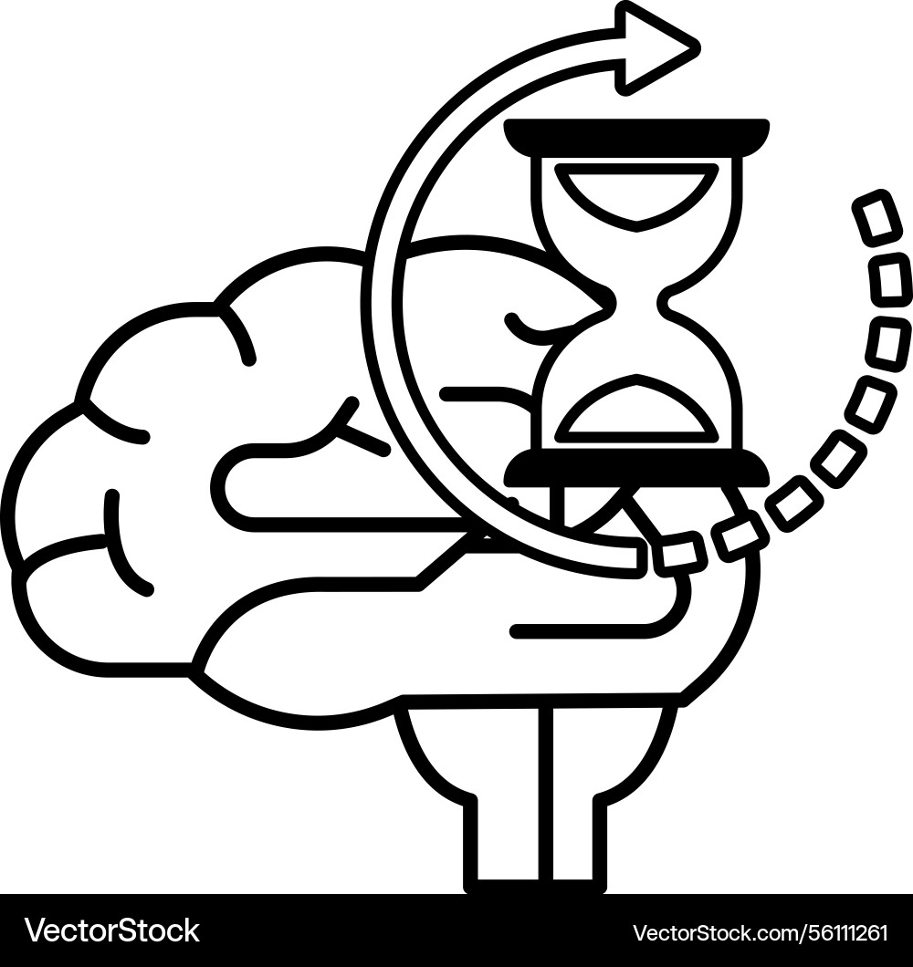 Brain with a clock Vector Image