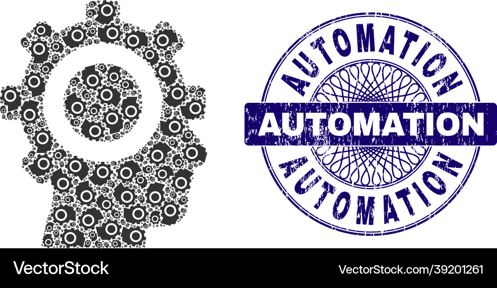 Cyborg gear recursion mosaic of icons Cyborg gear recursion mosaic of icons Vector Image