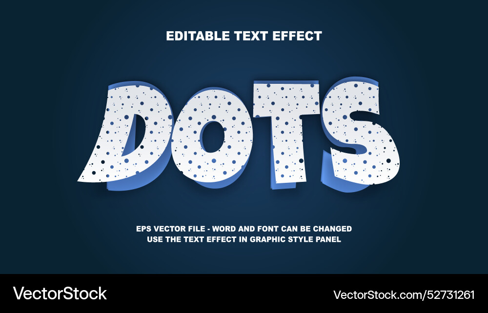 Editable text effect dots 3d template Vector Image