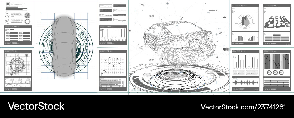 Futuristic car user interface hud ui Futuristic car user interface hud ui Vector Image