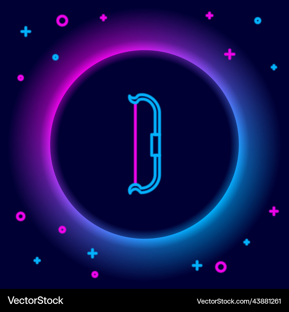 Glowing neon line medieval bow icon isolated Glowing neon line medieval bow icon isolated vector image