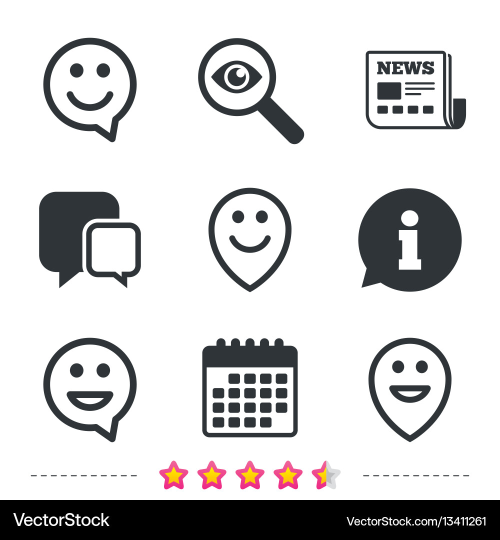 Happy face speech bubble icons pointer symbol vector image