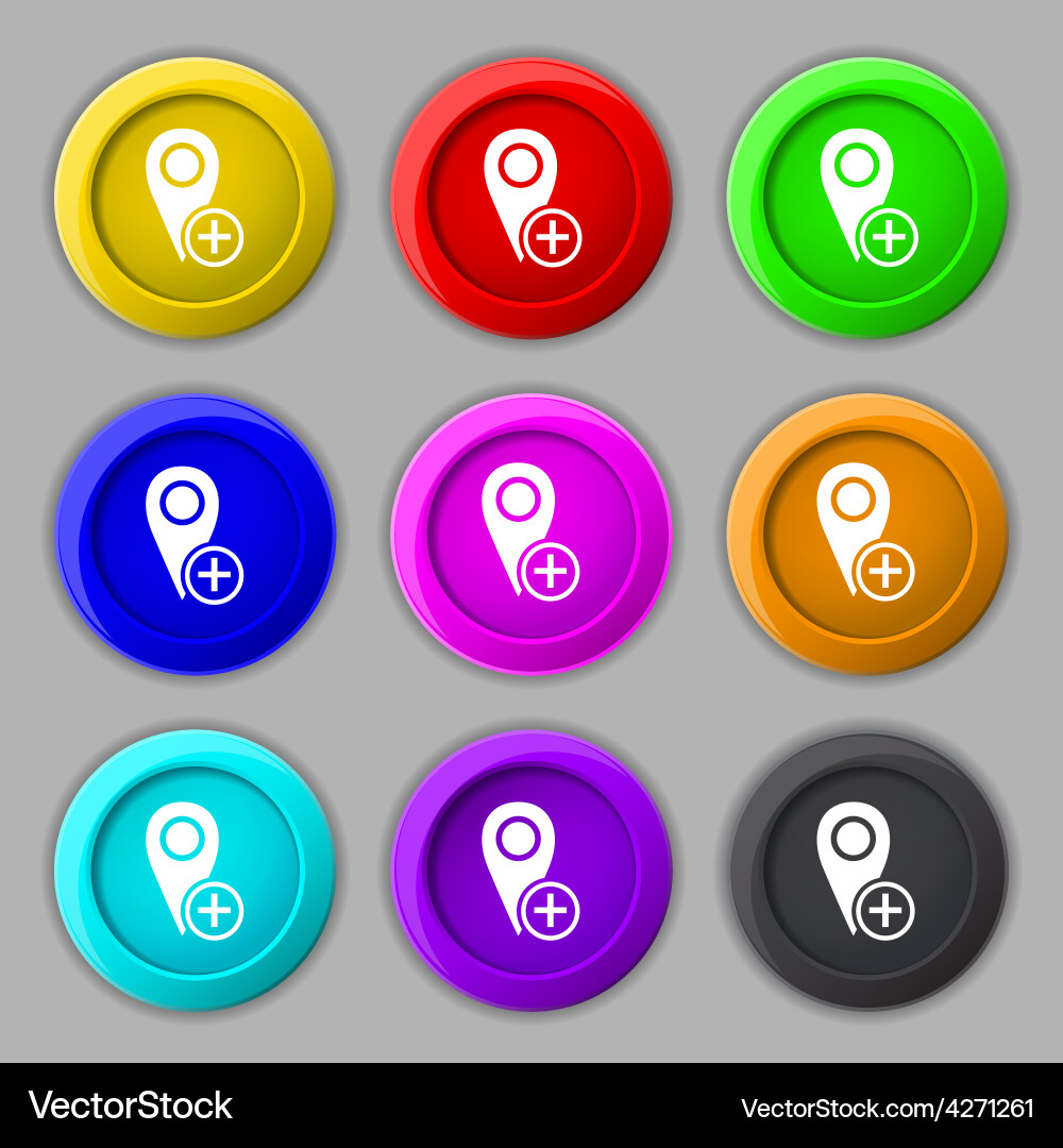 Map pointer icon sign symbol on nine round Vector Image