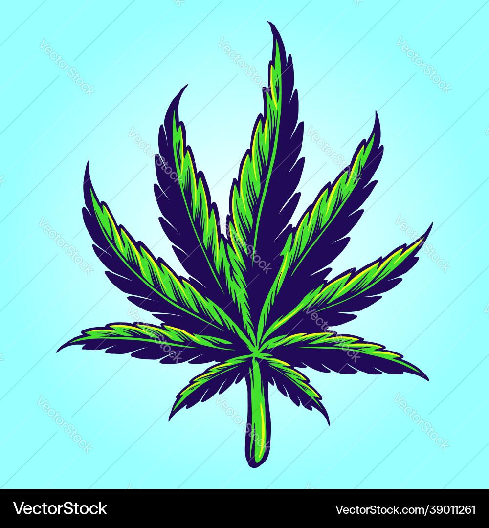 Medizinische Hand gezogenes Cannabisblatt Medizinische Hand gezogenes Cannabisblatt vektorbild