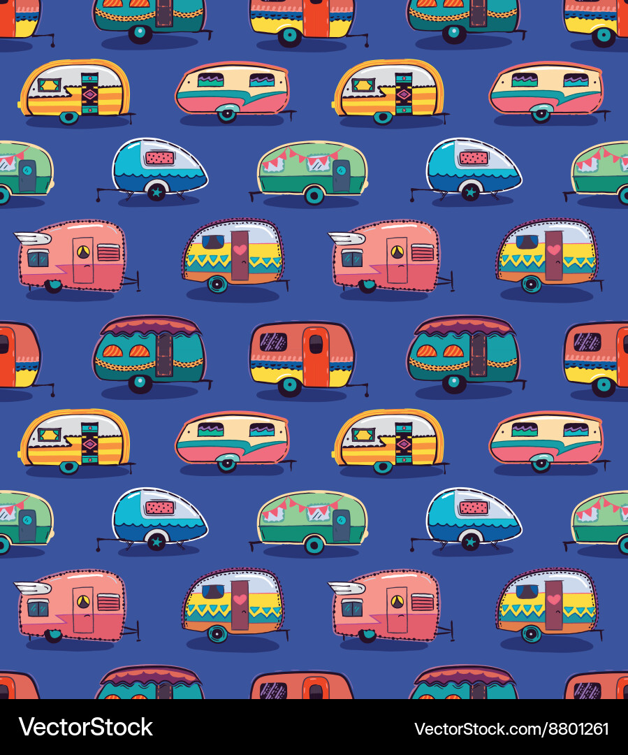 Mid-Century Camper Pattern Royalty Free Vector Image