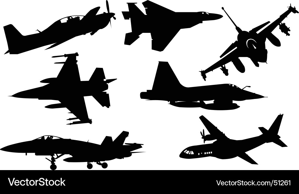 Military Aircraft Silhouettes vector image