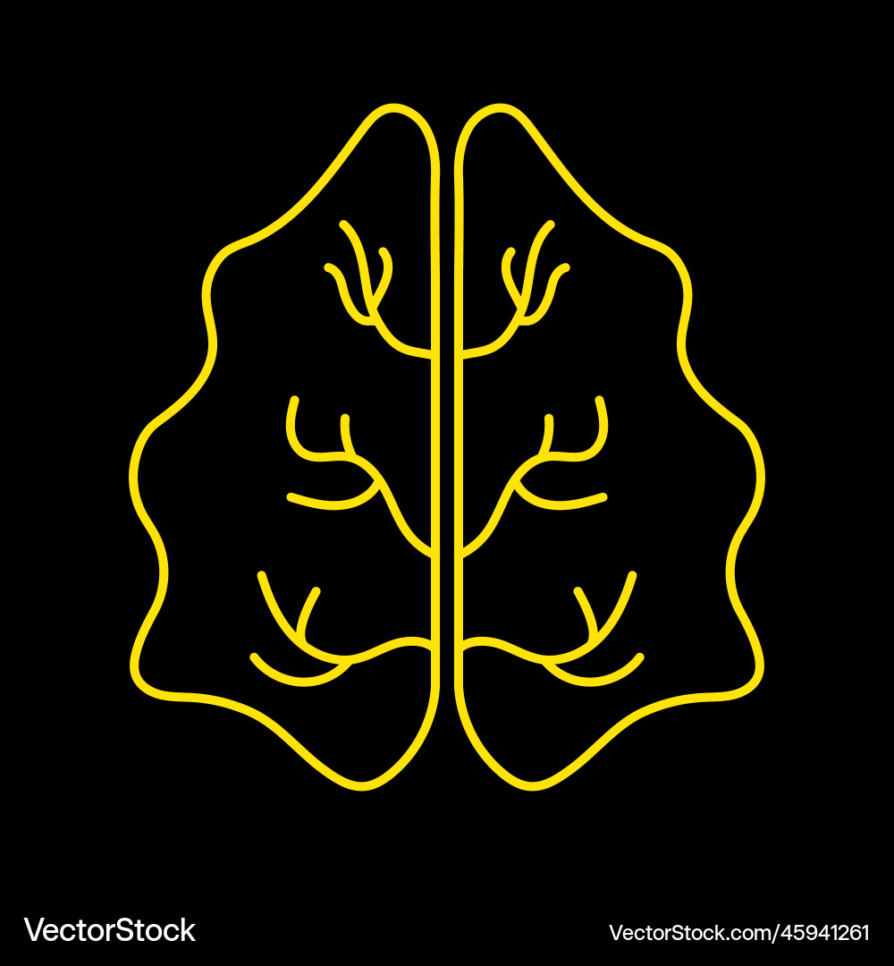 Neon human brain with two hemispheres Vector Image