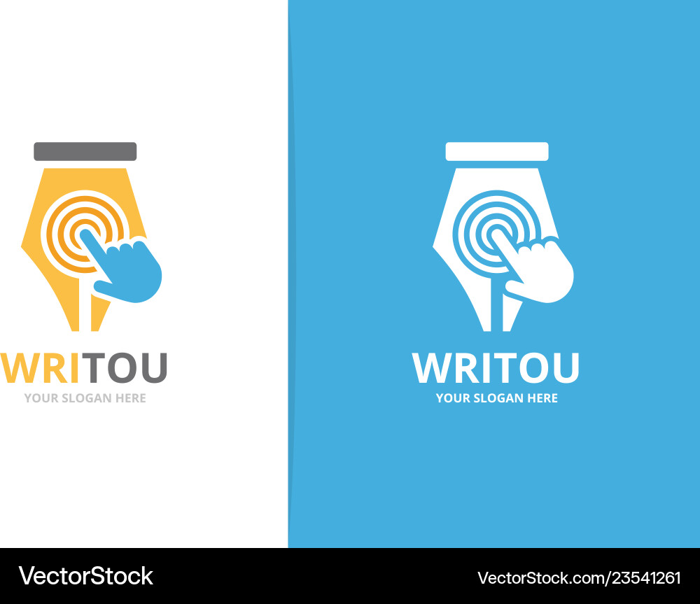 Pen and click logo combination write Pen and click logo combination write vector image