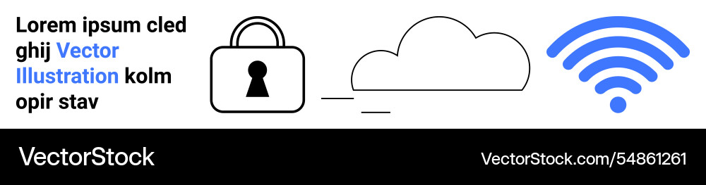 Secure cloud network with wireless signal Secure cloud network with wireless signal vector image