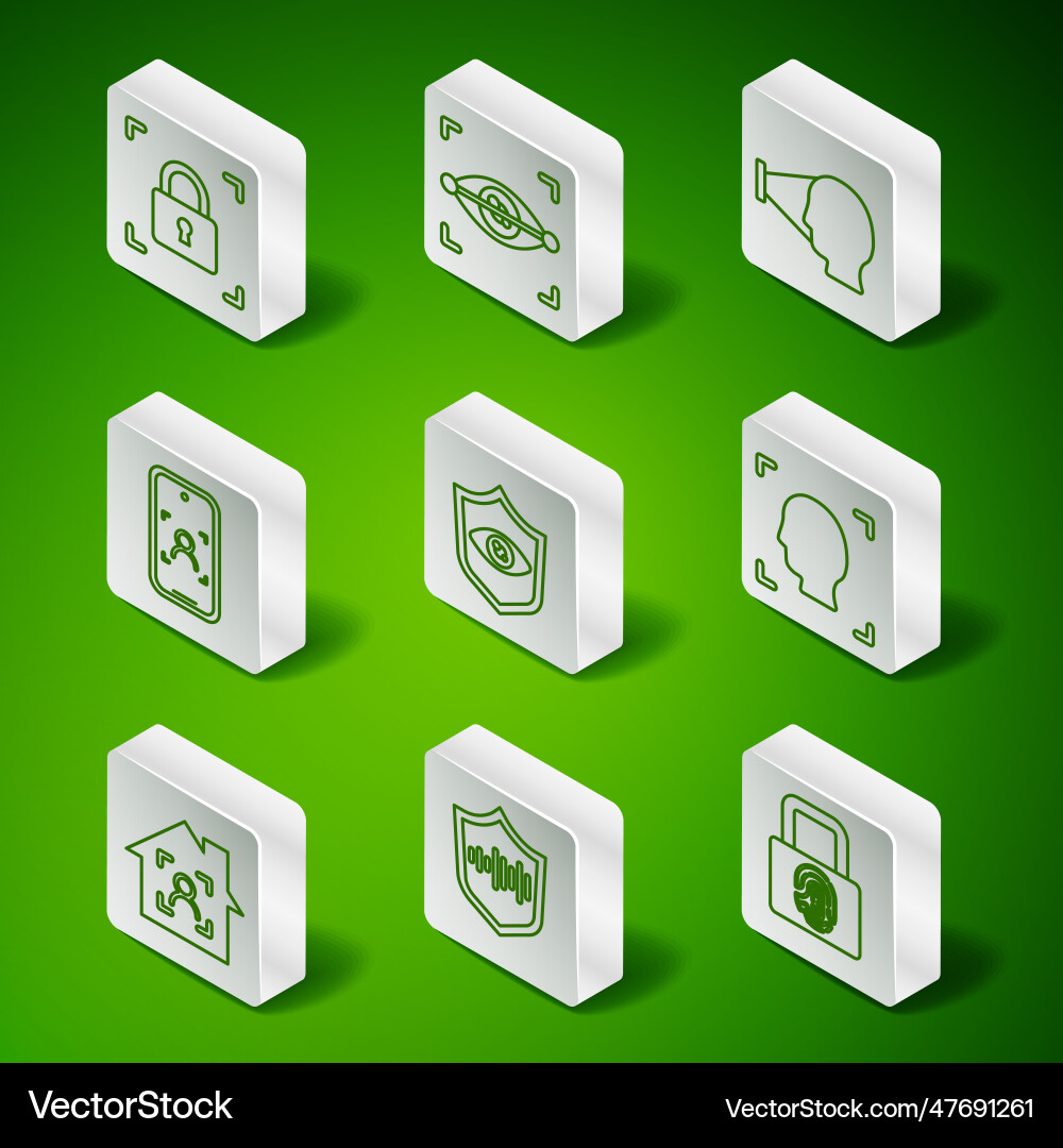 Set line fingerprint with lock shield voice Set line fingerprint with lock shield voice Vector Image