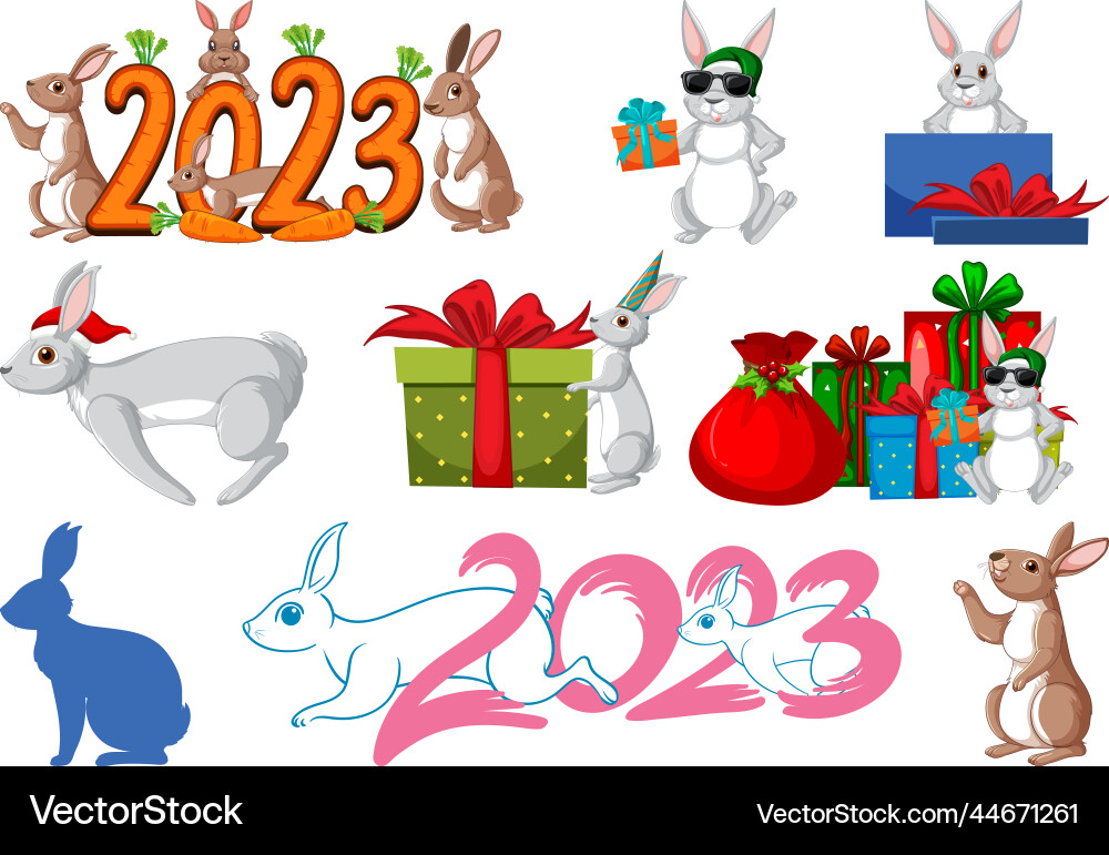 Set of 2023 new year element icon Set of 2023 new year element icon vector image