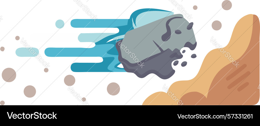 Speedy meteoroid passing by a planet design vector image