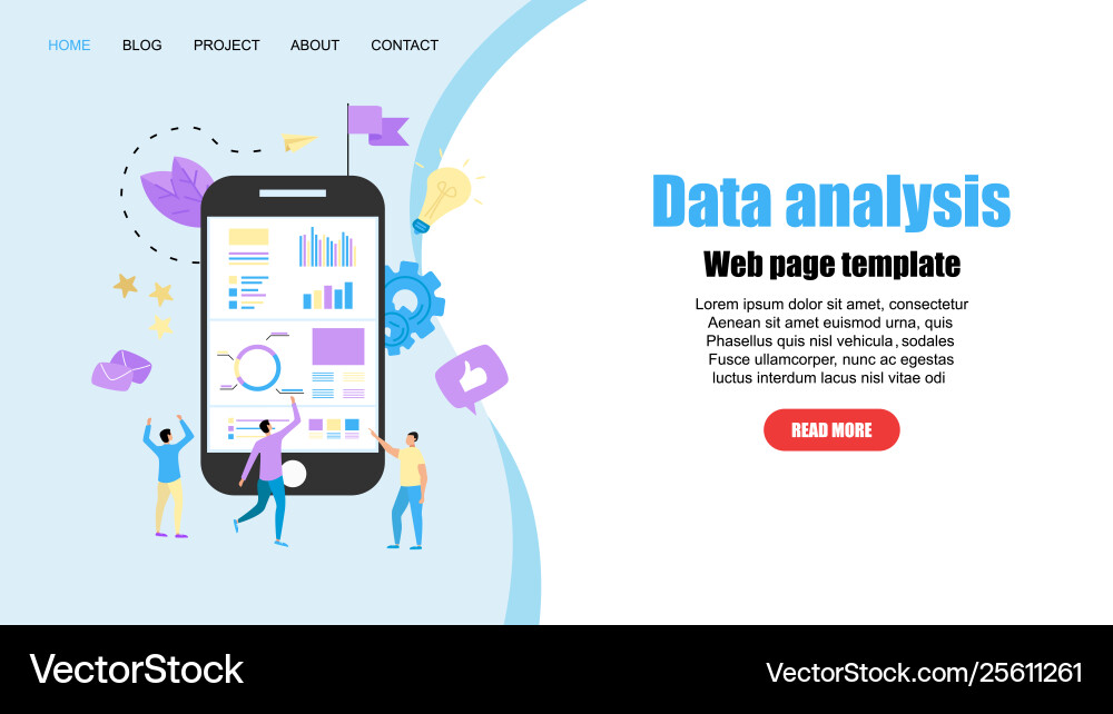 Webpage template data analysis design concept vector image
