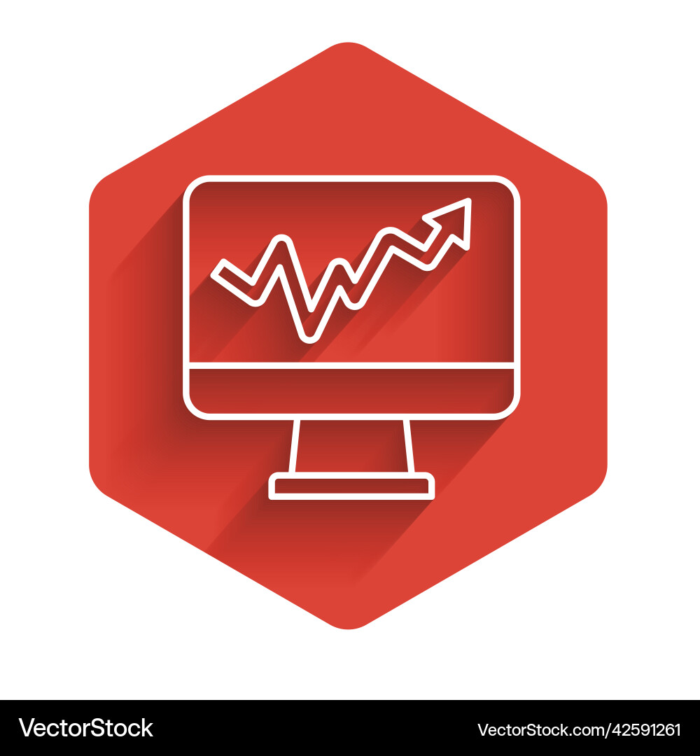 White Line Computermonitor mit Diagramm-Diagramm-Symbol White Line Computermonitor mit Diagramm-Diagramm-Symbol vektorbild