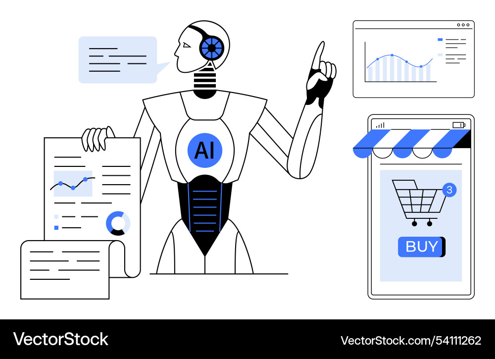 Artificial intelligence in data analysis and e Artificial intelligence in data analysis and e vector image