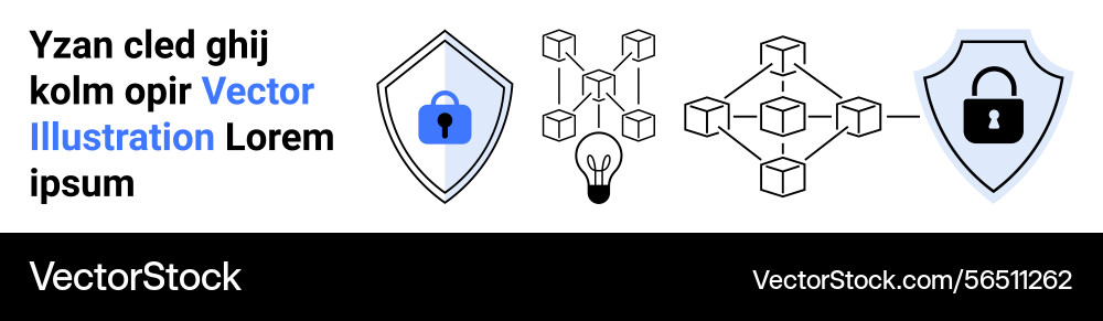 Blockchain network security with shield icons Blockchain network security with shield icons vector image