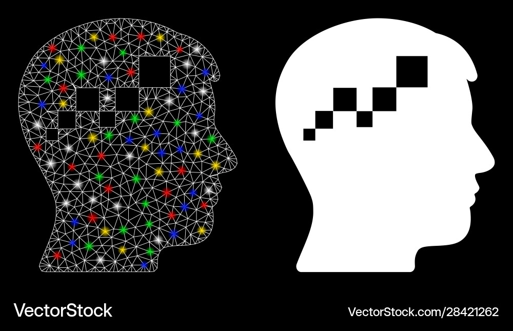 Bright mesh network brain blockchain icon Bright mesh network brain blockchain icon vector image