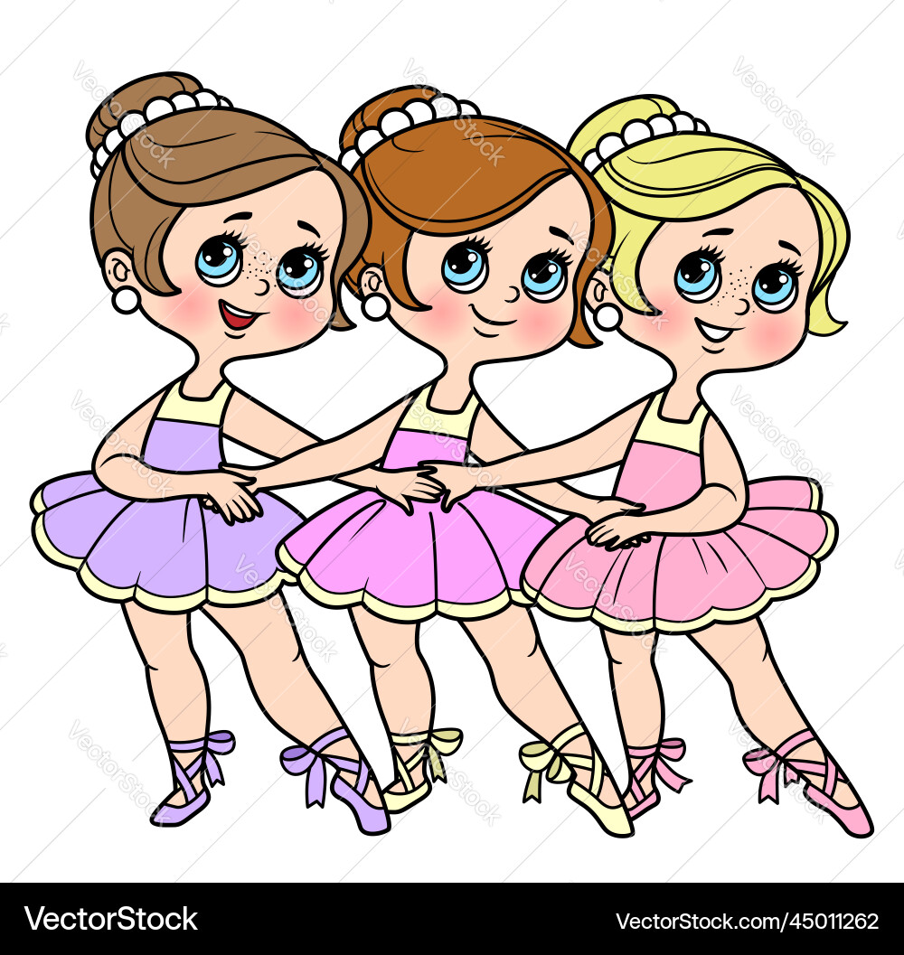 Drei Cartoon Mädchen Ballerinas tanzen den Tanz Drei Cartoon Mädchen Ballerinas tanzen den Tanz vektorbild