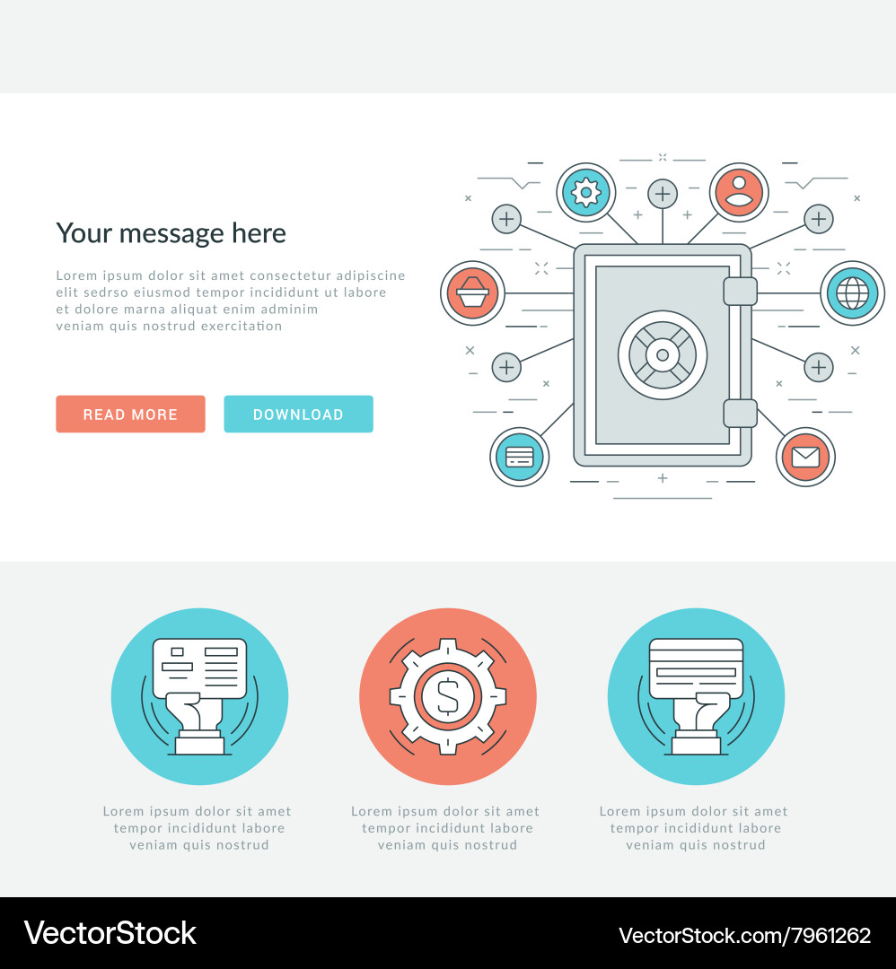 Flat line business concept web site header vector image
