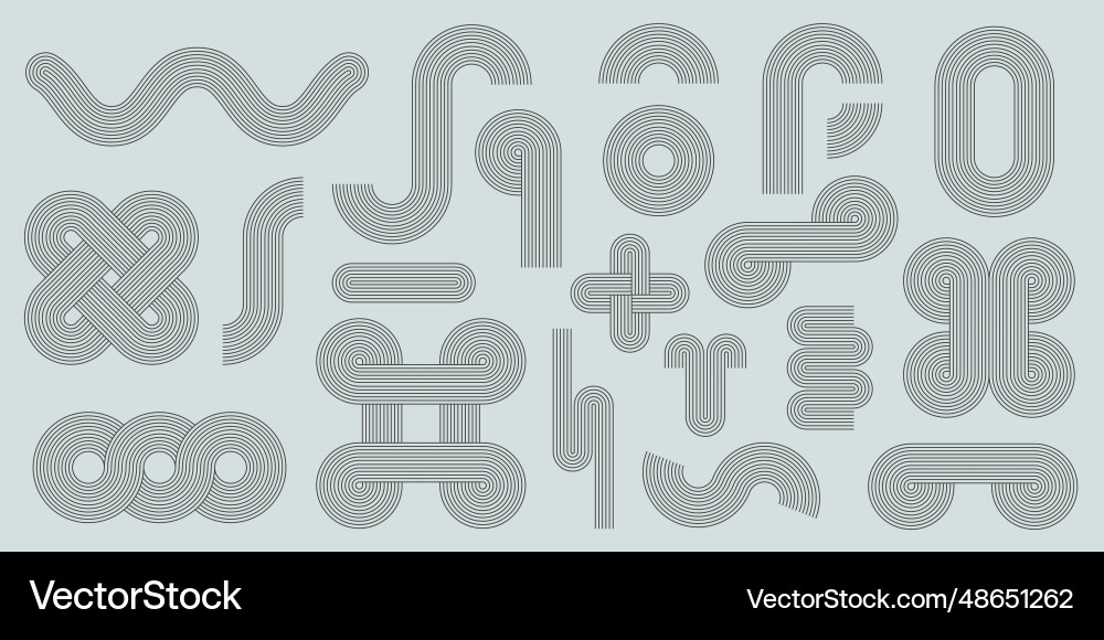 Geometric stripy figures abstract minimalist line Geometric stripy figures abstract minimalist line vector image