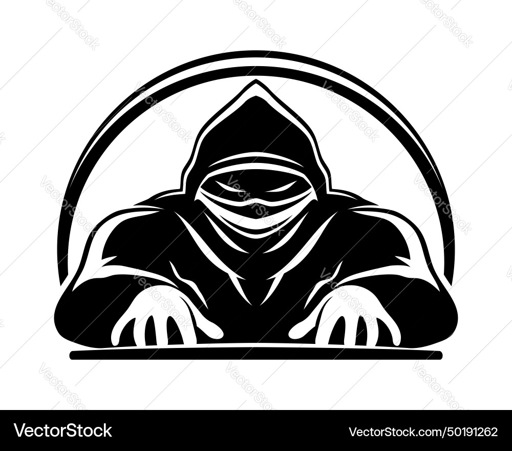 Hacker icon with laptop vector image